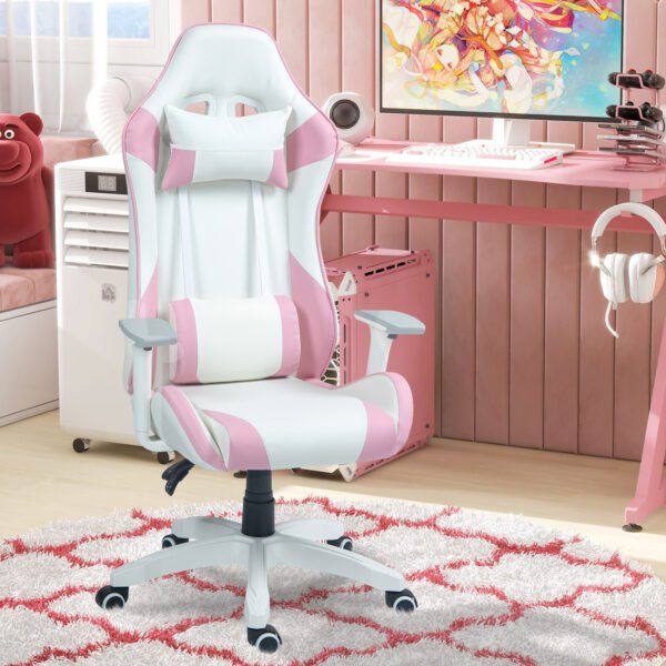 Gaming Chair, Racing Gamer Chair, Reclining Faux Leather Computer Chair w/ Headrest, Lumber Support, 3D Armrests, Adjustable Height - Image 2