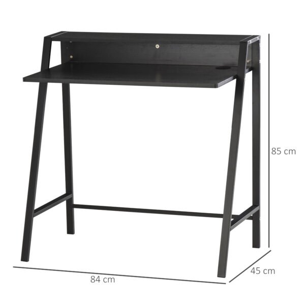 Computer Desk, Black, Home Office Writing Table Workstation with Storage Shelf, Ideal for PC Laptop - Image 3