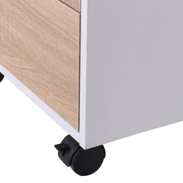 MDF Mobile File Cabinet pedestal with 3 Drawers Lockable Casters Oak and White - Image 6