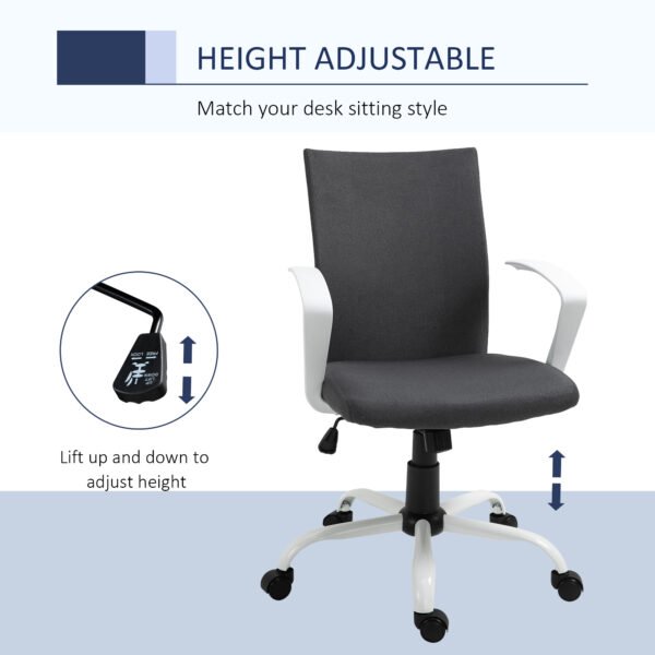 Computer Desk Chair WITH Adjustable Height, Armrests, Wheels, Linen Swivel Desk Chair, Home Office Chair, Dark Grey - Image 4