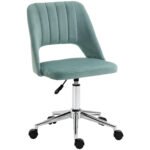 Mid Back Home Office Chair, Velvet Fabric Swivel Scallop Shape Computer Desk Chair, Makeup Chair, for Home Study Bedroom Green
