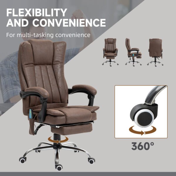 Vibrating Massage Office Chair with Heat, Executive Office Chair, Desk Chair with Height Adjustable and Footrest, Dark Brown - Image 6