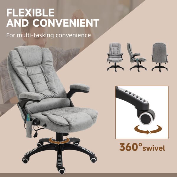Heated Massage Recliner: 6 Massage Points, Microfiber, 360¬∞ Swivel, Slate Grey - Image 8