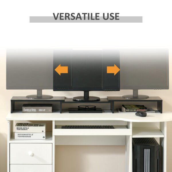 Dual Monitor Stand Riser with Adjustable Length and Angle, Screen Riser for Laptop, Computer, PC, Printer, TV, Black - Image 6