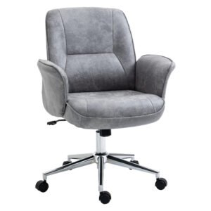 Swivel Ergonomic Office Chair Mid Back Desk Chair for Home Study Bedroom, Light Grey