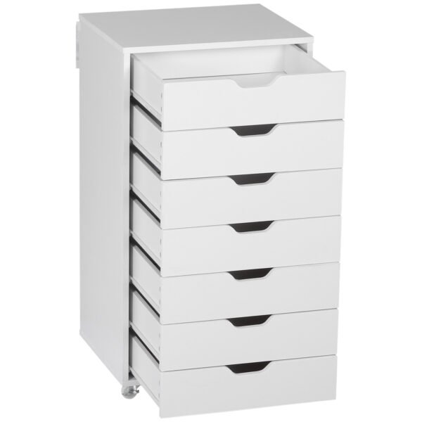 Vertical Filing Cabinet, 7-drawer File Cabinet, Mobile Office Cabinet on Wheels for Study, Home Office, White - Image 8