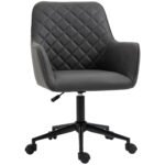 Home Office Chair with Leather-Feel Fabric for Home Study & Leisure, Wheeled Seating, Computer Desk Chair, Grey