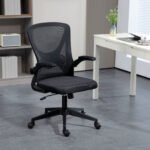 Mesh Office Chair Mesh with Flip-up Armrests, Lumbar Support, Swivel Wheels, Ergonomic Desk Chair, Black