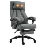 Ergonomic Office Chair with 2-Point Vibration Massage Pillow, USB Powered, Adjustable Height, Swivel, Grey