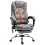 Heated 6 Points Vibration Massage Executive Office Chair Adjustable Swivel Ergonomic High Back Recliner w/ Footrest Grey