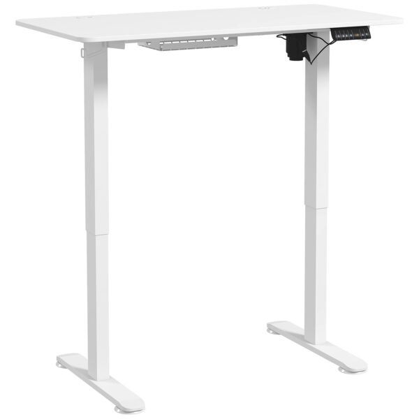Electric Standing Desk, Height Adjustable Office Table w/ 3 Memory Settings, Collision Avoidance and Overheat Protection, White