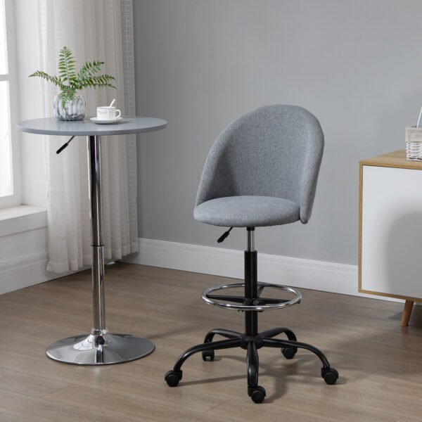 Ergonomic Drafting Chairwith Adjustable Height, Padded Seat, Footrest, Draughtsman Chair, 360¬∞ Swivel Tall Office Chair, Grey - Image 2