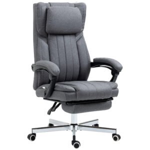Executive Office Chair, Computer Desk Chair with High Back, Adjustable Headrest, Footrest, Reclining, Dark Grey