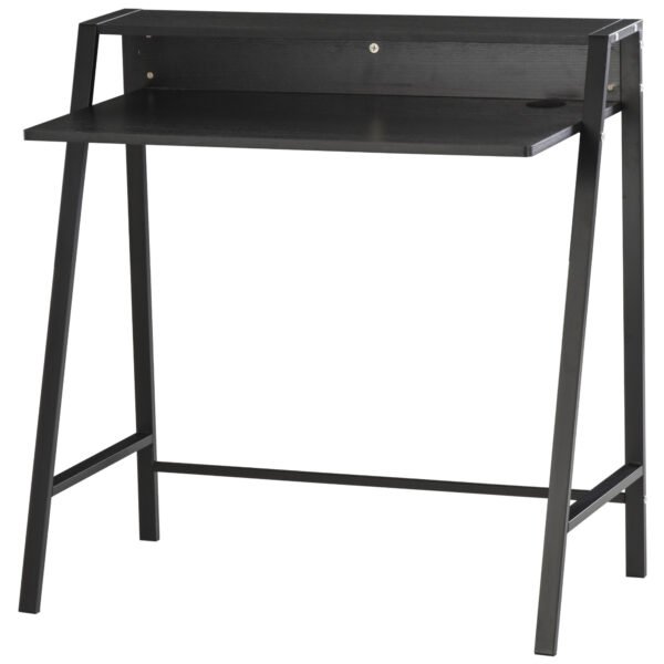 Computer Desk, Black, Home Office Writing Table Workstation with Storage Shelf, Ideal for PC Laptop
