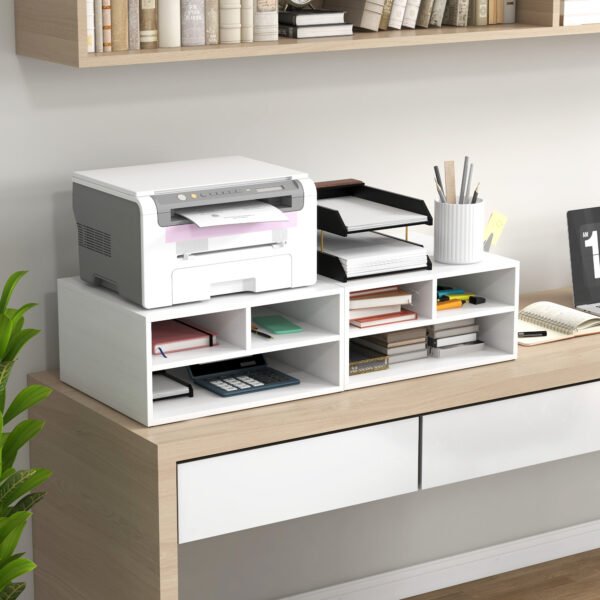 Three-Compartment Printer Storage Cabinet - White - Image 7