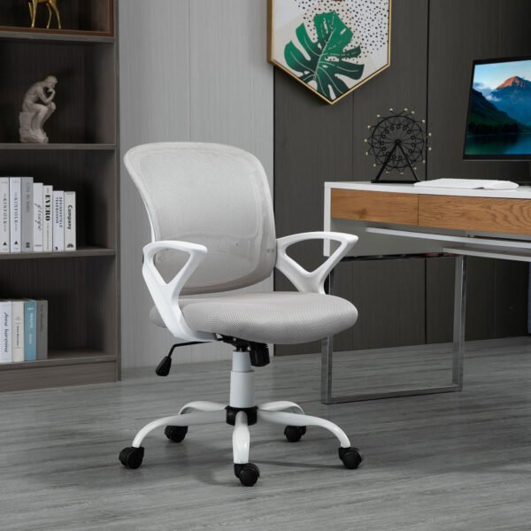 Mesh Office Swivel Chair with Adjustable Lumbar Support, Height and Armrests, Grey - Image 2