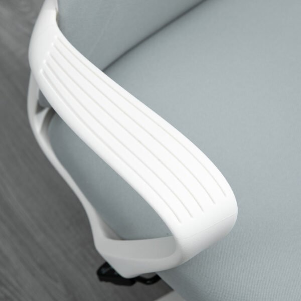 High-Back Office Chair, Elastic Desk Chair with Armrests, Tilt Function, Adjustable Seat Height, Light Grey - Image 9