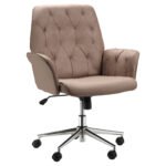 Micro Fibre Mid Back Office Chair, Adjustable Seat, Arm, Computer Desk Chair, Comfortable, Brown