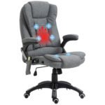 Massage Office Chair with 6 Heated Vibration Points, Executive Office Chair with Linen-Feel Fabric, 360¬∞ Swivel Wheels, Grey