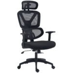 Mesh Office Chair with Height Adjustable, Lumbar Support, Swivel Casters, Headrest, Ergonomic Desk Chair, Ebony Black