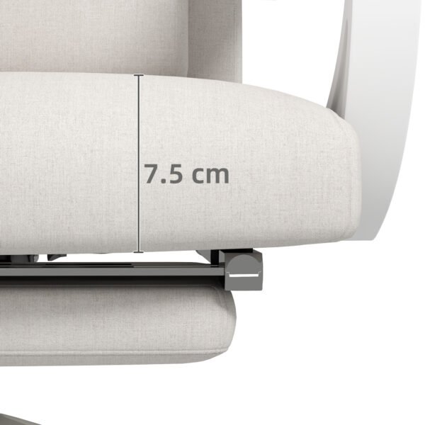 High Back Office Chair Reclining Computer Chair with Footrest Lumbar Support Adjustable Height Swivel Wheels White - Image 8