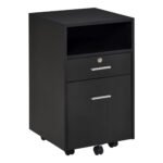 Black Cabinet Mobile Lockable File Cabinet with 2 Drawers, Storage for Office Equipment, 65H x 39W x 40Dcm