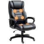 High Back Massage Office Chair with 6-Point Vibration, Executive Office Chair w/ Extra Padded Swivel, Ergonomic Tilt, Black