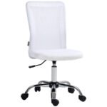 Mesh Office Chair with Adjustable Height and Swivel Wheels, Mesh Desk Chair without Arms for Home Office, White