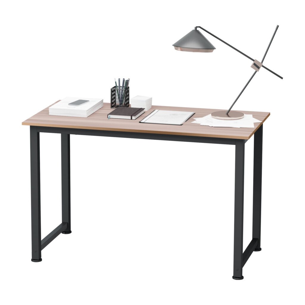 Computer Desk, PC Writing Table, Home Office Workstation, Adjustable Feet, Metal Frame, Oak Black