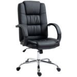 Swivel Executive Office Chair with High Back, PU Leather, Padded Armrests, Adjustable Height, Tilt Function, Black