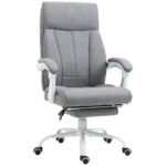 High-Back Executive Office Chair, Ergonomic Desk Chair with Footrest, Armrests, and Adjustable Height, Computer Desk Chair, Grey