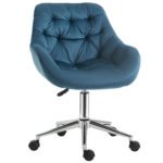 Home Office Chair, Velvet Ergonomic Computer Chair, Computer Desk Chair with Adjustable Height, Arm and Back Support, Blue