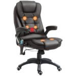 High Back Executive Massage Chair, PU Leather Massage Office Chair with Heat, Tilt, Reclining Function, Adjustable, Brown