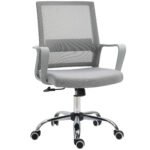 Ergonomic Office Chair, Mesh Desk Chair with Adjustable Armrest & 360 Swivel Wheels, Grey